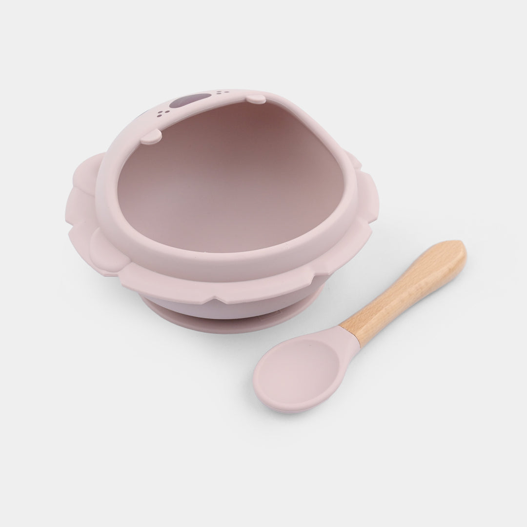Baby Silicone Bowl+Wooden Handle Spoon
