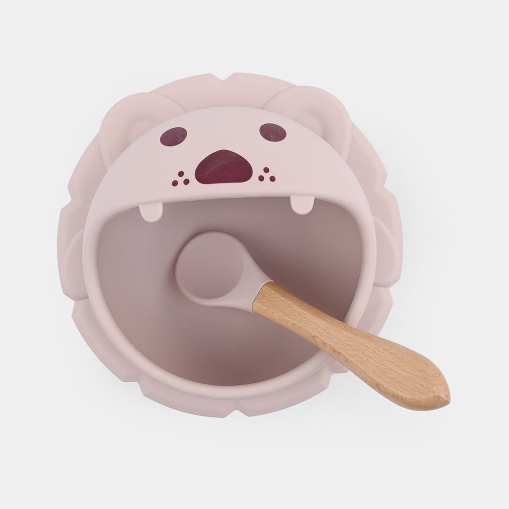 Baby Silicone Bowl+Wooden Handle Spoon
