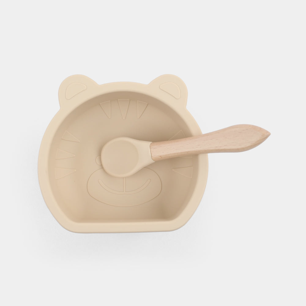 Baby Silicone Bowl+Wooden Handle Spoon