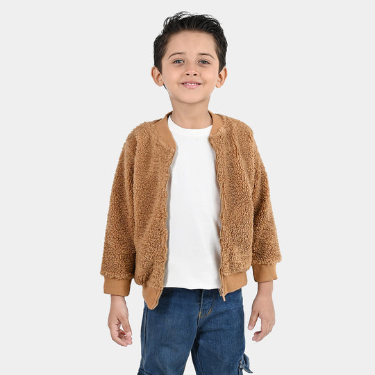 Boys Sherpa Jacket - Brown