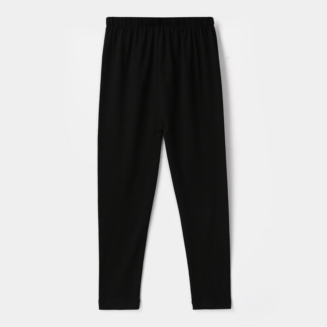 Girls Jersey/Terry Basic Tights - Black