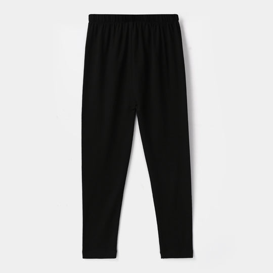 Girls Jersey/Terry Basic Tights - Black