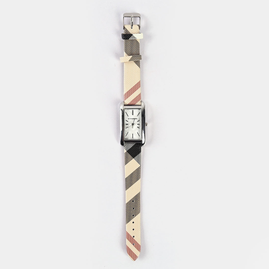 Stylish Check Strap Analog Wrist Watch For Girls