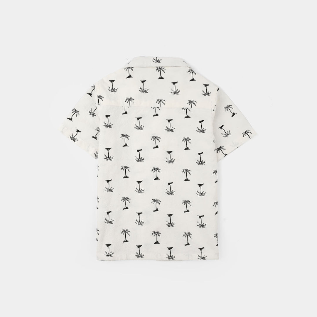 Infant Boys Cotton Shirt (Tree) - White