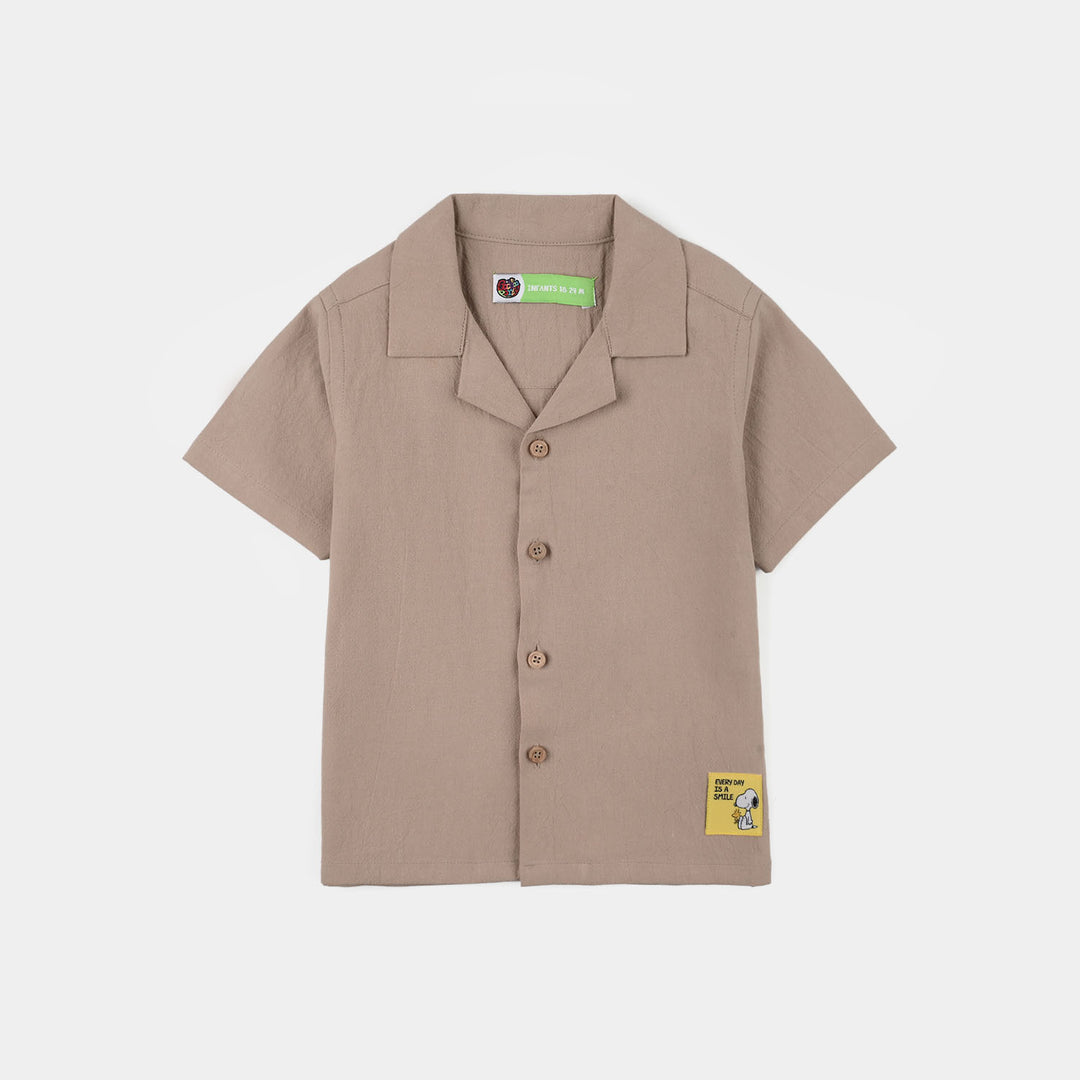 Infant Boys Cotton Shirt - Beige
