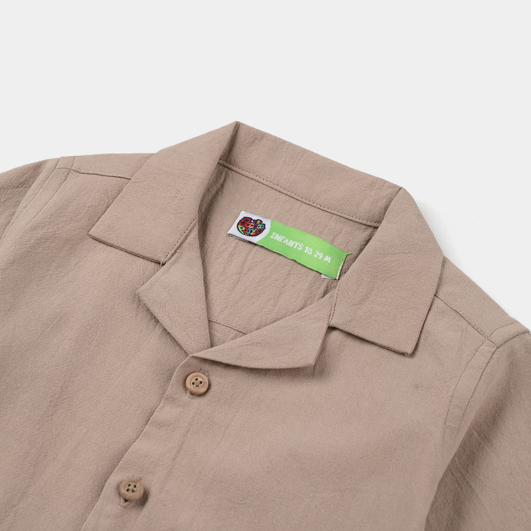 Infant Boys Cotton Shirt - Beige