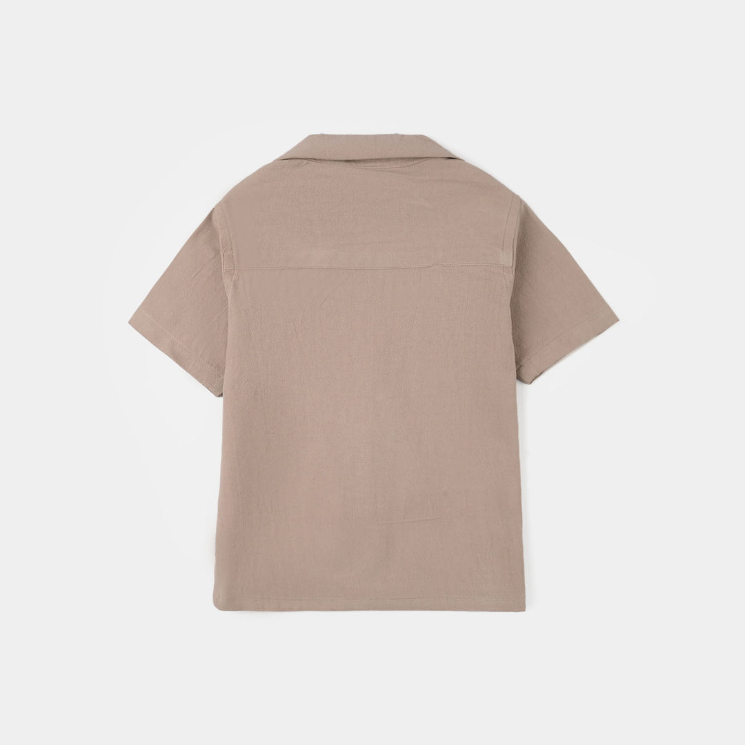 Infant Boys Cotton Shirt - Beige