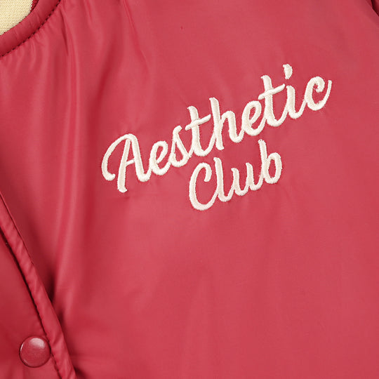 Teens Girls Puffer Jacket Aesthetic Club-Red.Dahlia