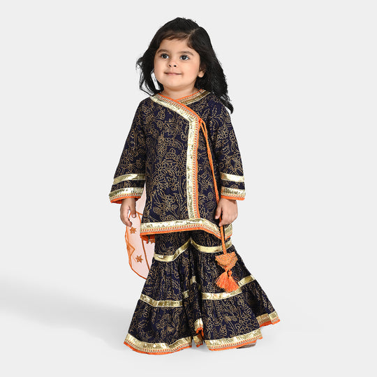 Infant Girls Raw Silk 3Pcs Junoon-Purple