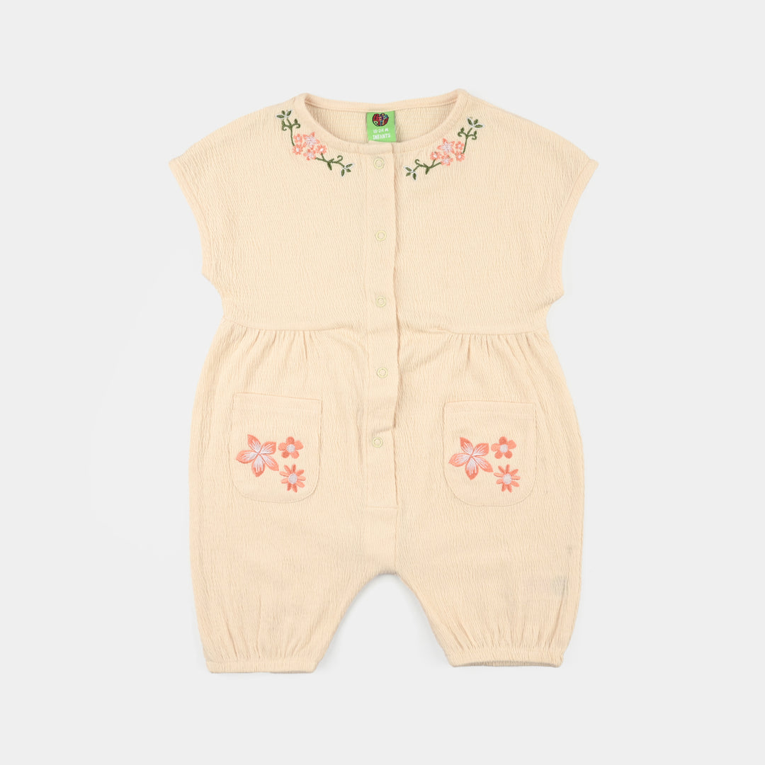 Infant Girls Poly Crinkle Knitted Romper (Little Buds) - Yellow
