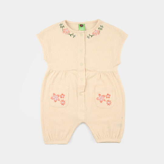 Infant Girls Poly Crinkle Knitted Romper (Little Buds) - Yellow