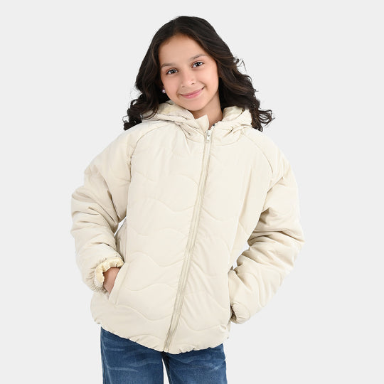 Girls Quilted Jacket Basic - Beige