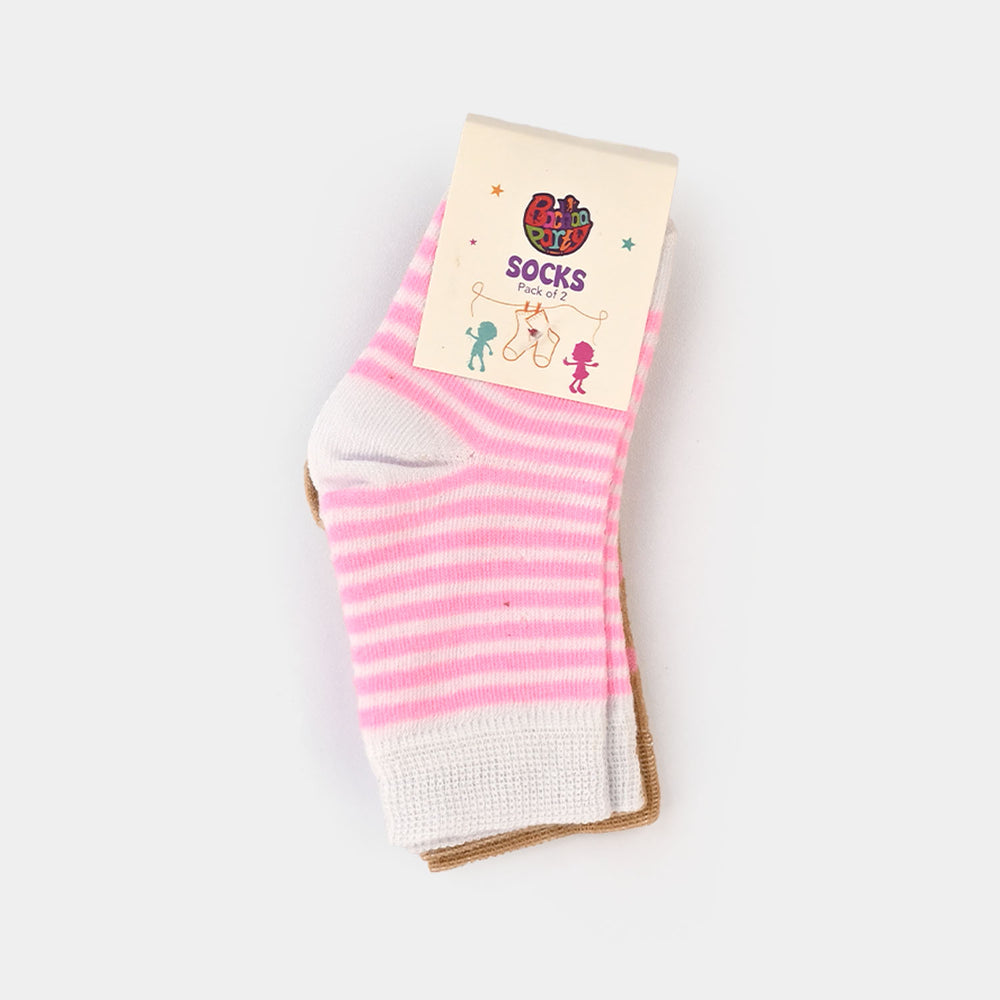 Infant Girls Cotton Socks Pack of 2 - Stripes