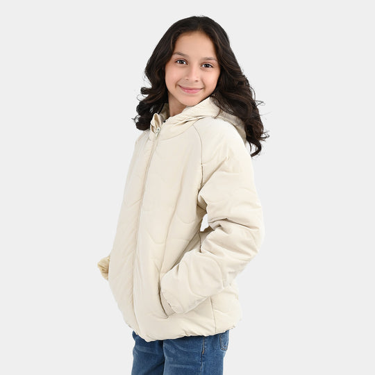 Girls Quilted Jacket Basic - Beige