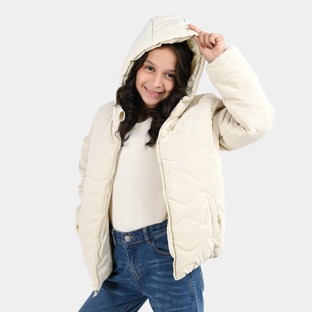 Girls Quilted Jacket Basic - Beige