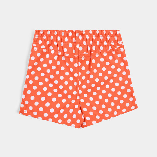 Infant Girls Poly Cotton Shorts (Polka Dot) - Orange