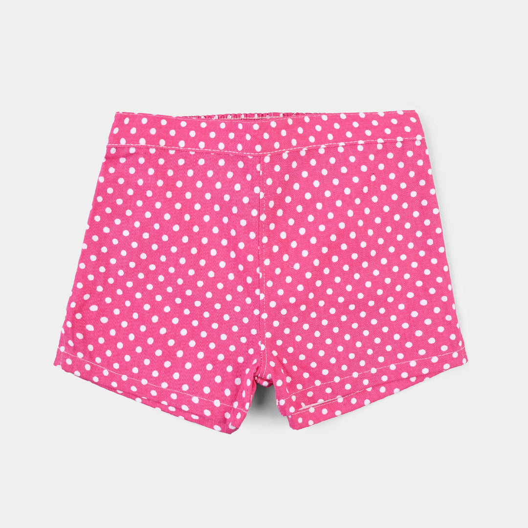 Infant Girls Poly Cotton Short Polka Dot-Pink