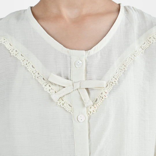 Girls Seersucker Co-Ord Set Caramel-Off White