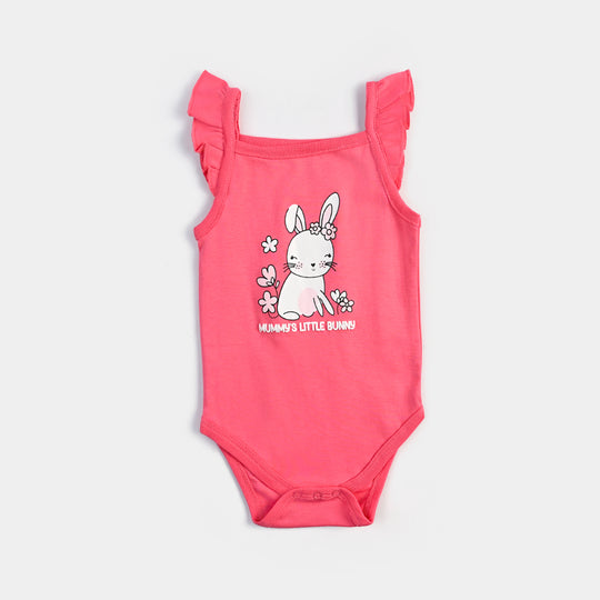 Infant Girls Cotton Interlock Romper 3PC Set (Bunny)