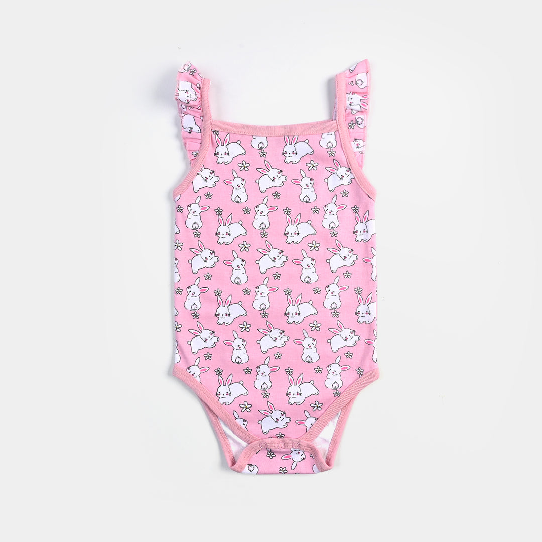 Infant Girls Cotton Interlock Romper 3PC Set (Bunny)