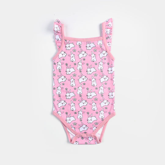 Infant Girls Cotton Interlock Romper 3PC Set (Bunny)