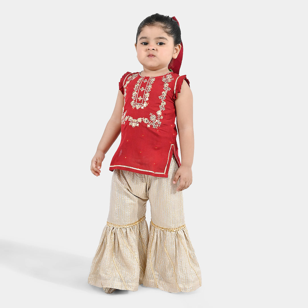 Infant Girls Jacquard 2-Piece Suit (Khumaar) - Red
