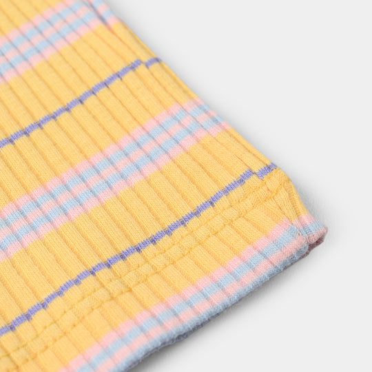 Infant Girls 2x1 Rib Sando Stripes - Bloom