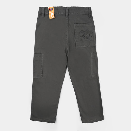 Boys Cotton Twill Pants - Dark Grey