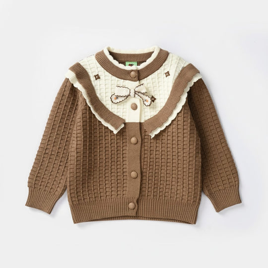 Infant Girls Acrylic Suit - Brown