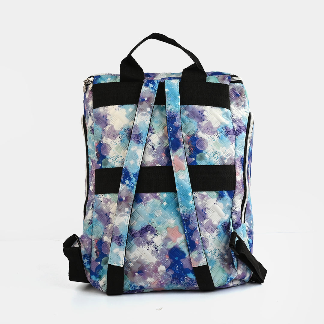 Blue Splashes Zigzag Quilted Mother Bag
