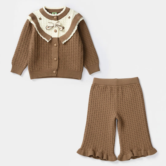 Infant Girls Acrylic Suit - Brown