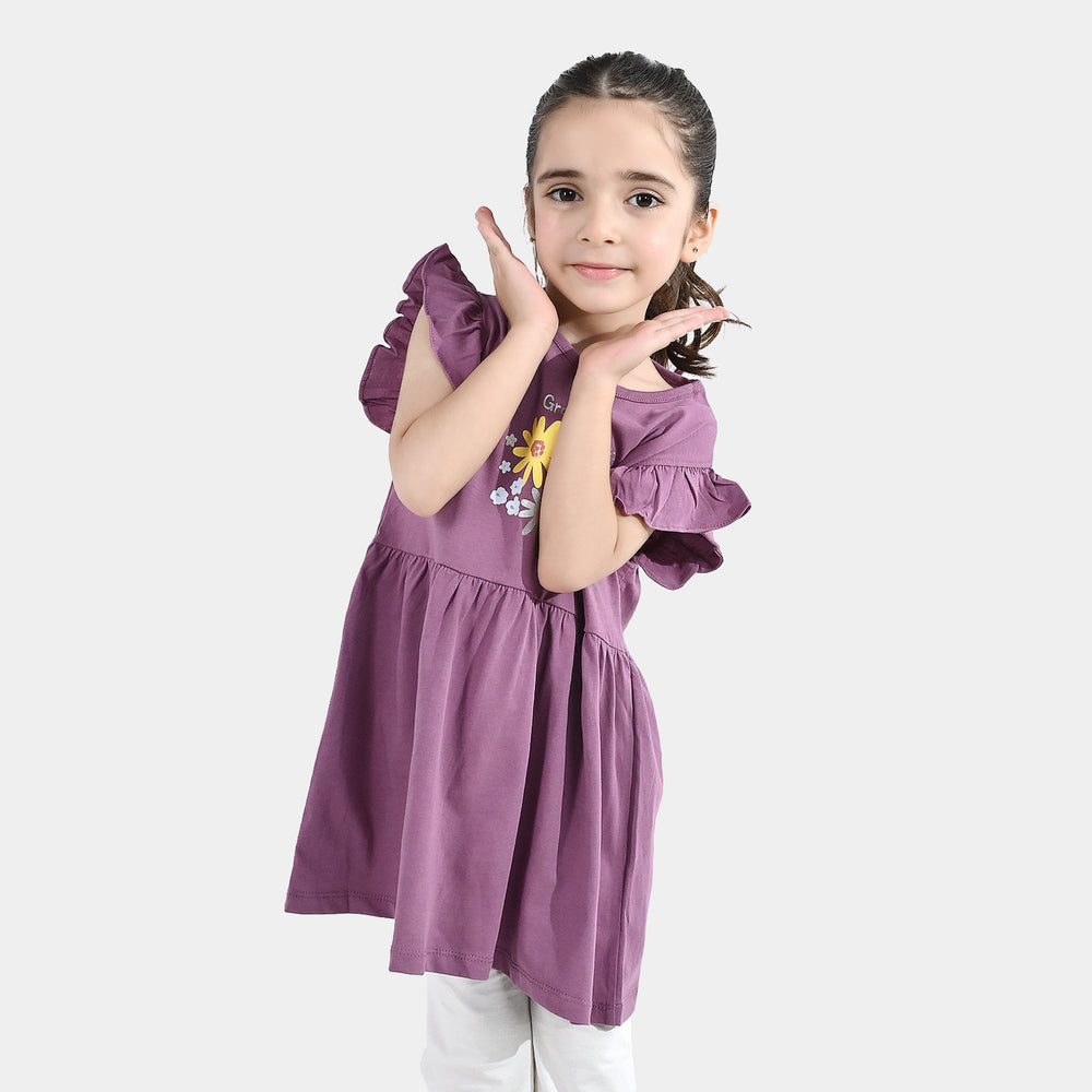 Girls Jersey Terry Knitted Frock (Growing With Love) - Purple