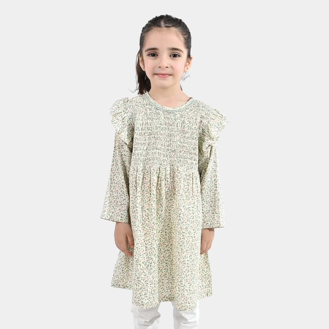Girls Cotton Casual Frock (Chinky) - Multi