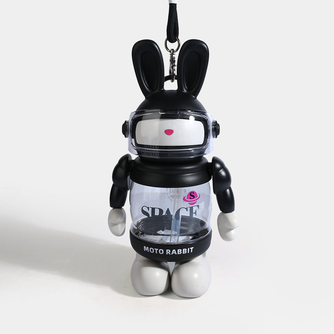 RABBIT STRAW WATER BOTTLE/BEAKER | SH2691 - BLACK