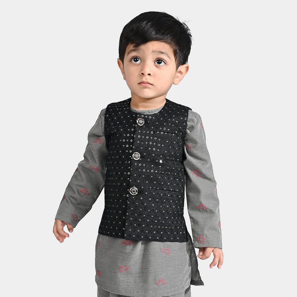 Infant Boys Poly Viscose Waistcoat (Sequence) - Black