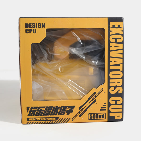 CUTE EXCAVATOR STRAW CUP WATER BOTTLE/BEAKER | SH2695 - YELLOW