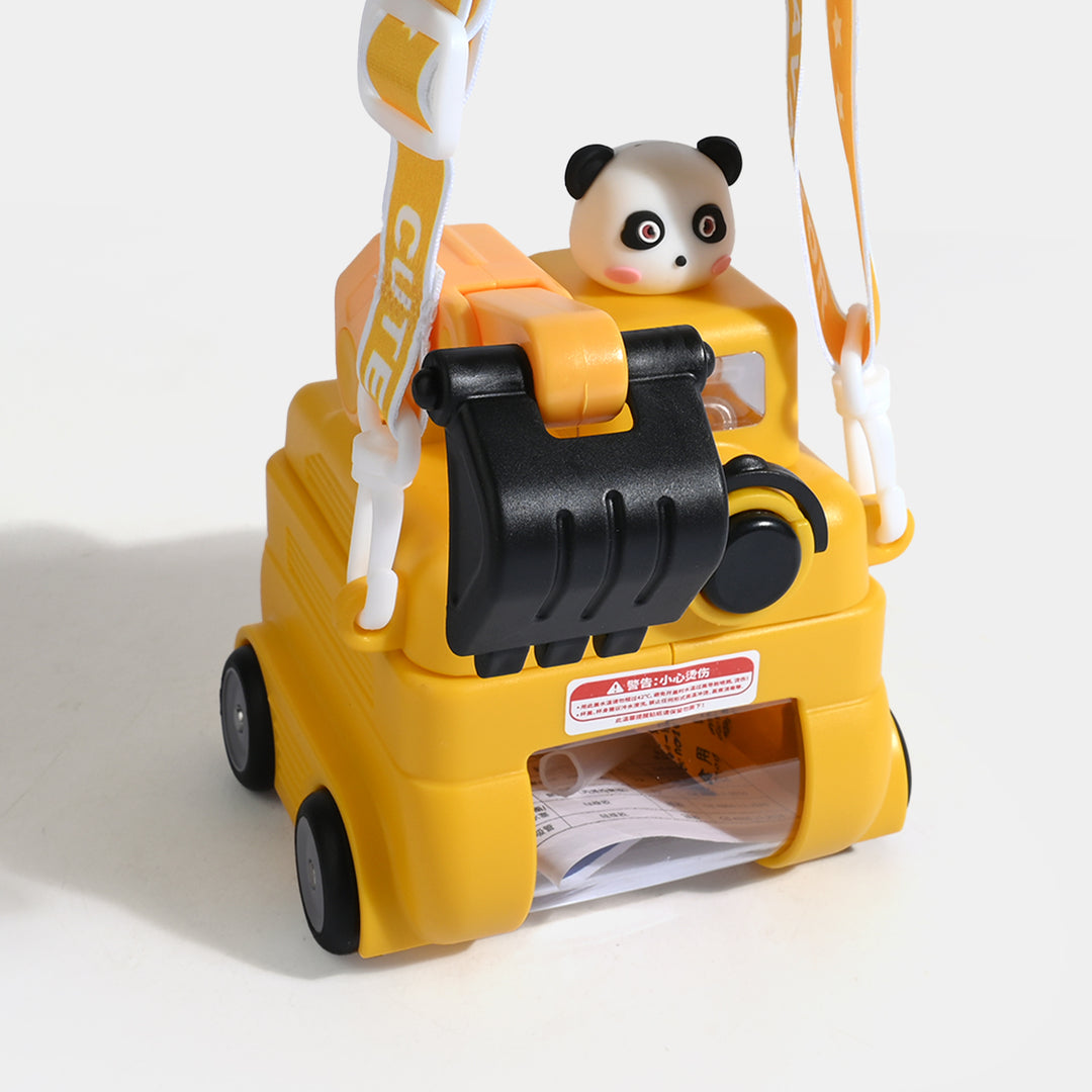 CUTE EXCAVATOR STRAW CUP WATER BOTTLE/BEAKER | SH2695 - YELLOW