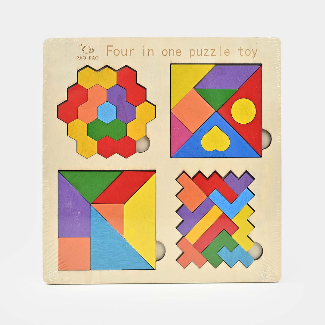 Wooden Slate 4 In 1 Puzzle Toy for Kids