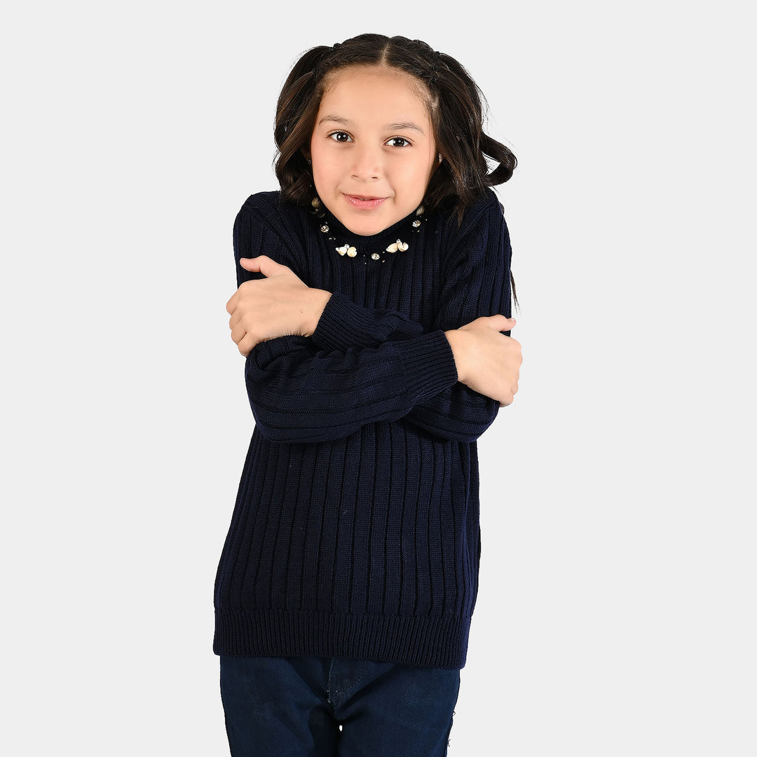 Girls F/S Sweater Murex-NAVY