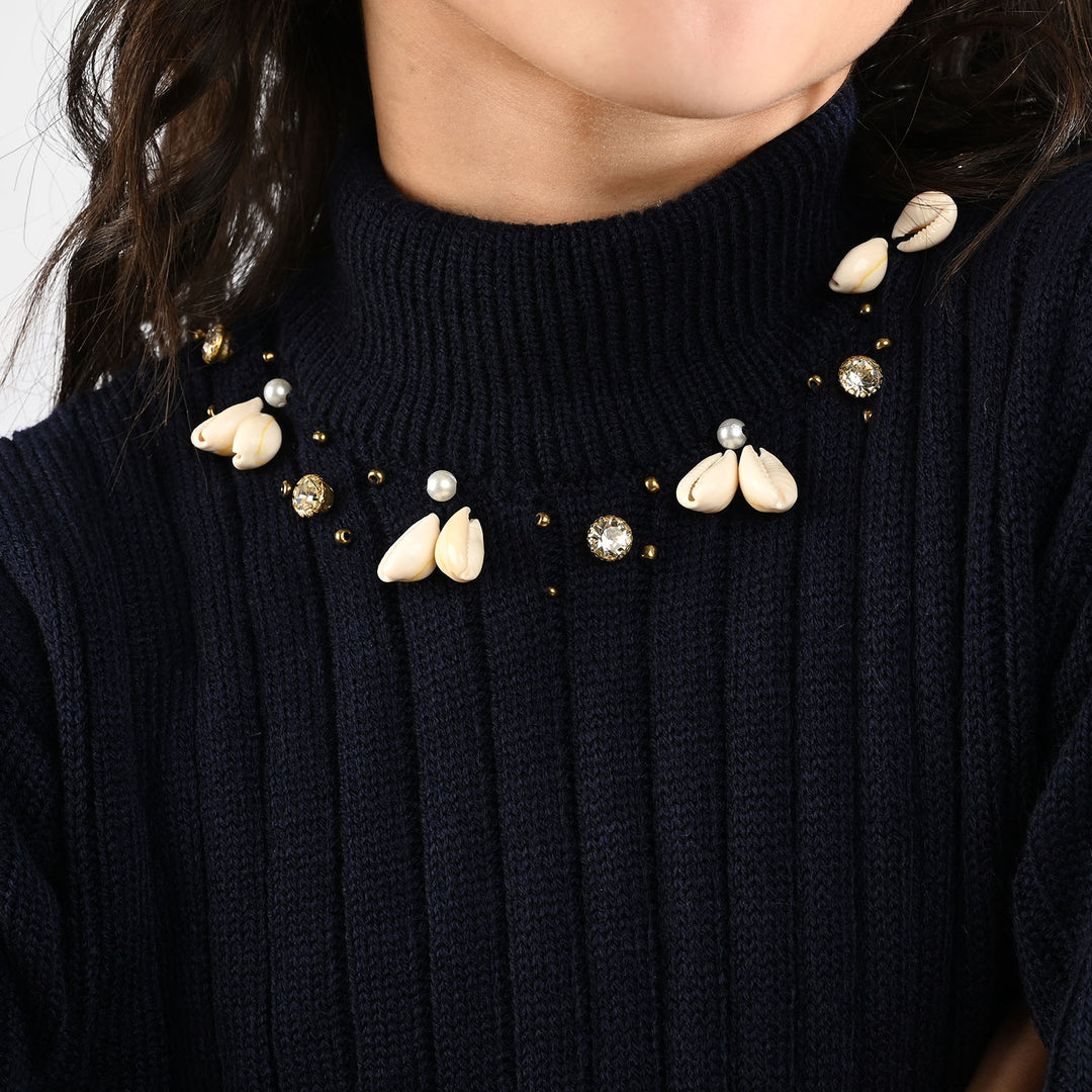 Girls F/S Sweater Murex-NAVY