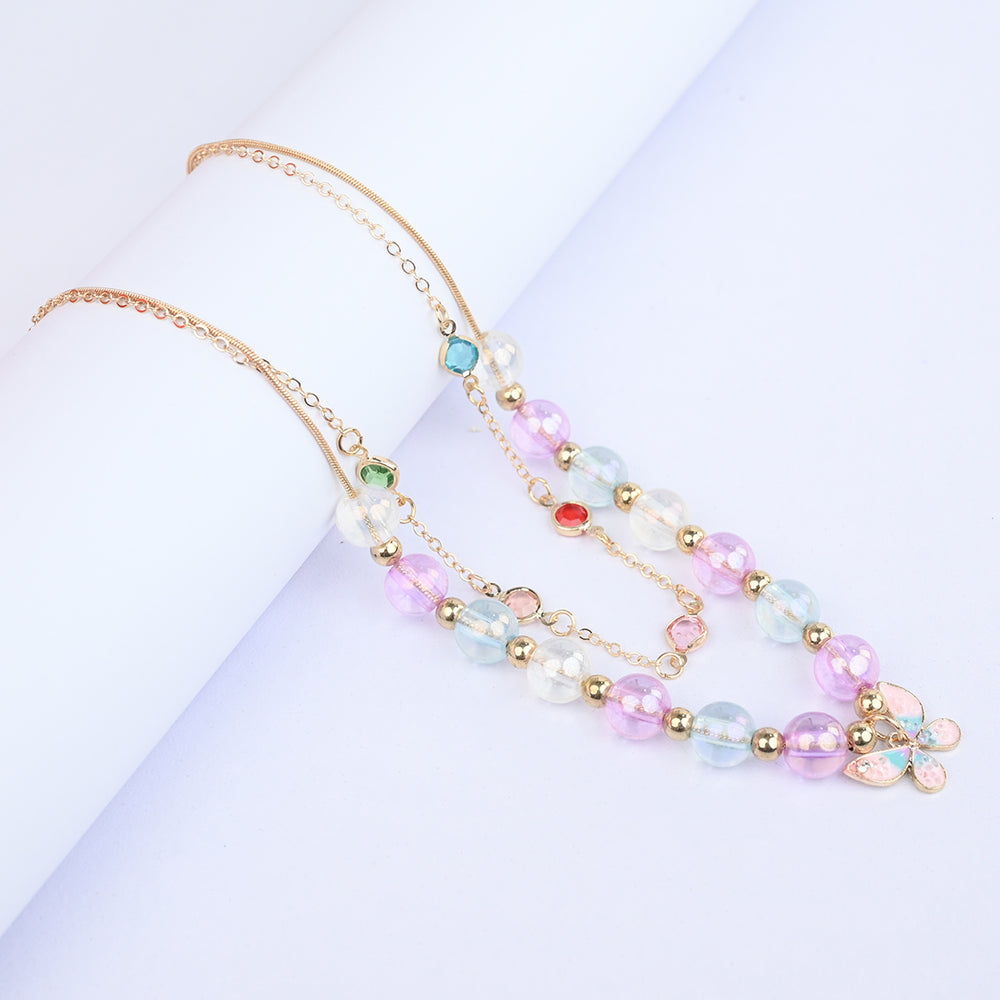 2-in-1 Chain Beads Heart Pendant Necklace