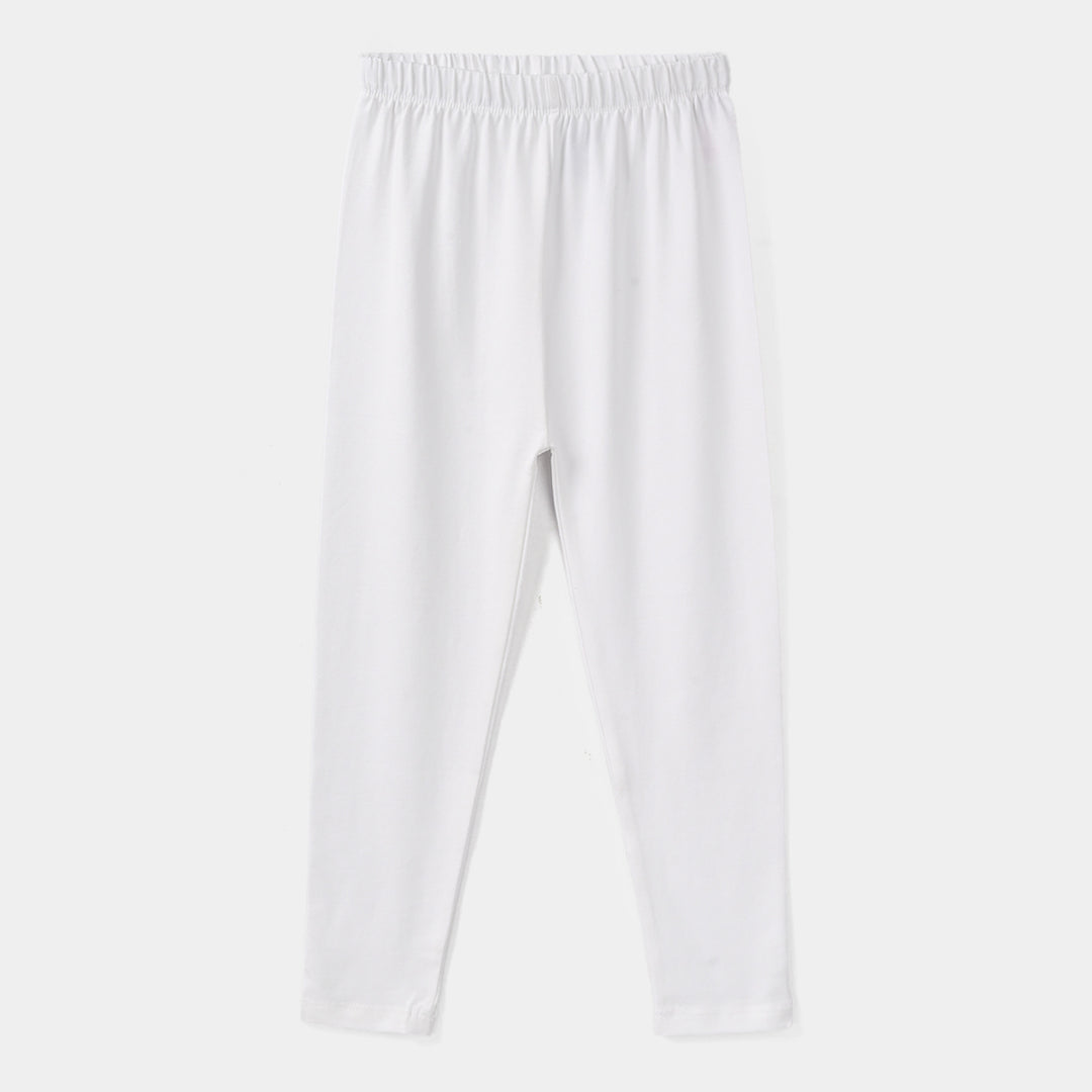 Girls Jersey/Terry Basic Tights - White