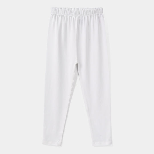 Girls Jersey/Terry Basic Tights - White