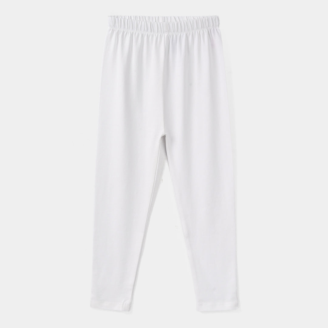 Girls Jersey/Terry Basic Tights - White