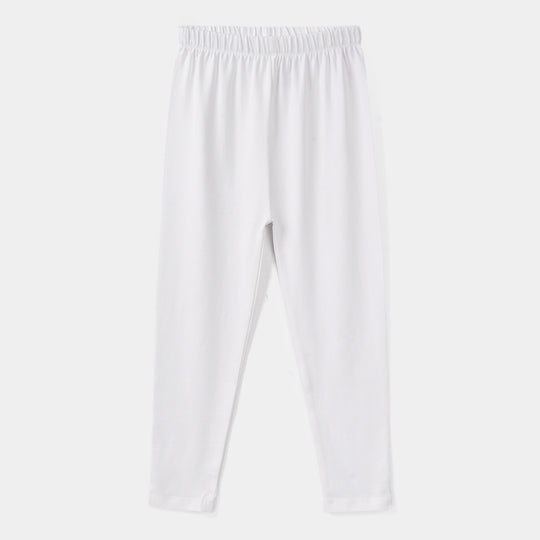 Girls Jersey/Terry Basic Tights - White
