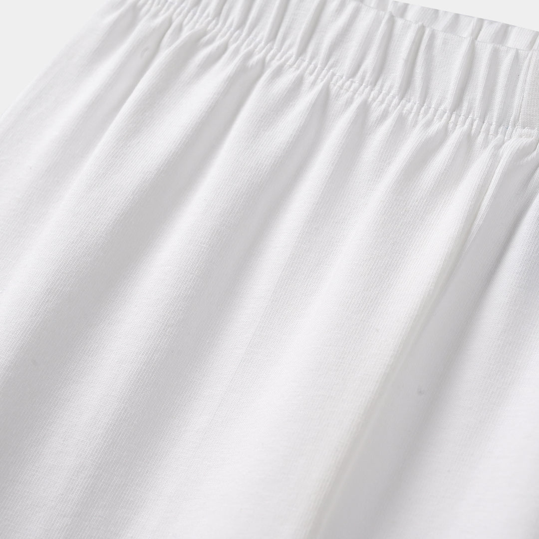 Girls Jersey/Terry Basic Tights - White