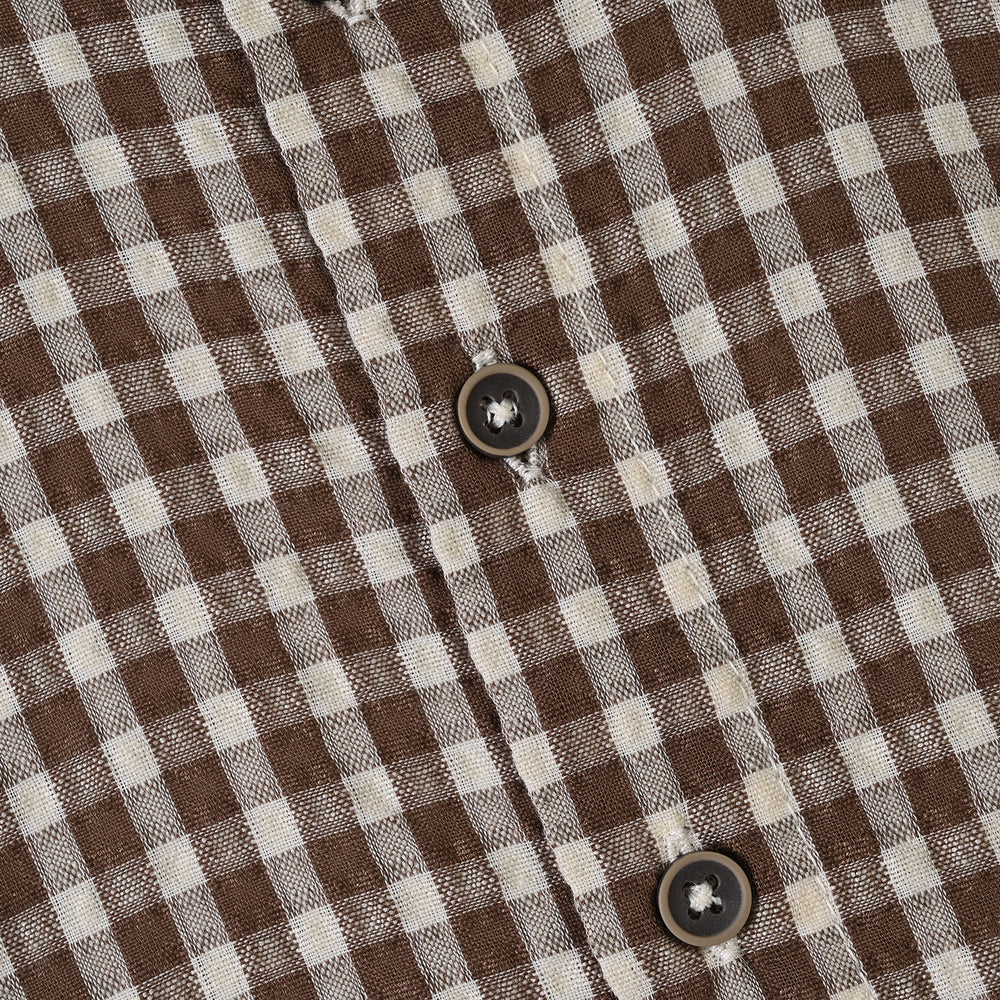 Boys Seersucker Casual Shirt - BROWN