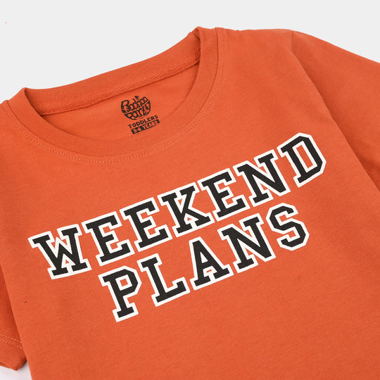 Boys Jersey/Terry T-Shirt (Weekend Plans) - Rust