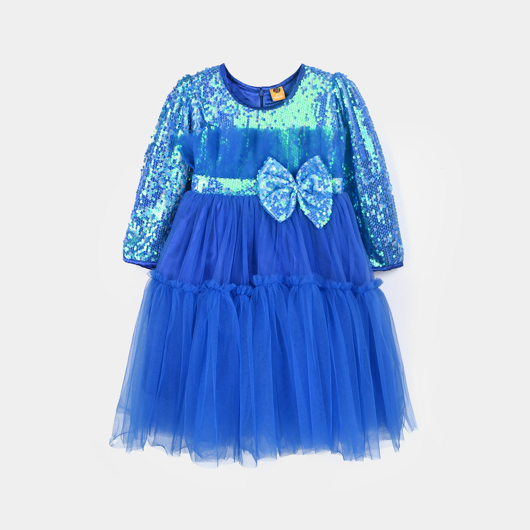 Girls Sequence Fancy Frock - Blue