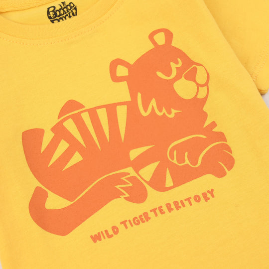 Infant Boys Jersey/Terry T-Shirt (Wild Tiger) - Yellow